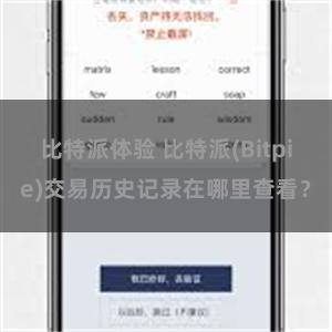 比特派体验 比特派(Bitpie)交易历史记录在哪里查看？